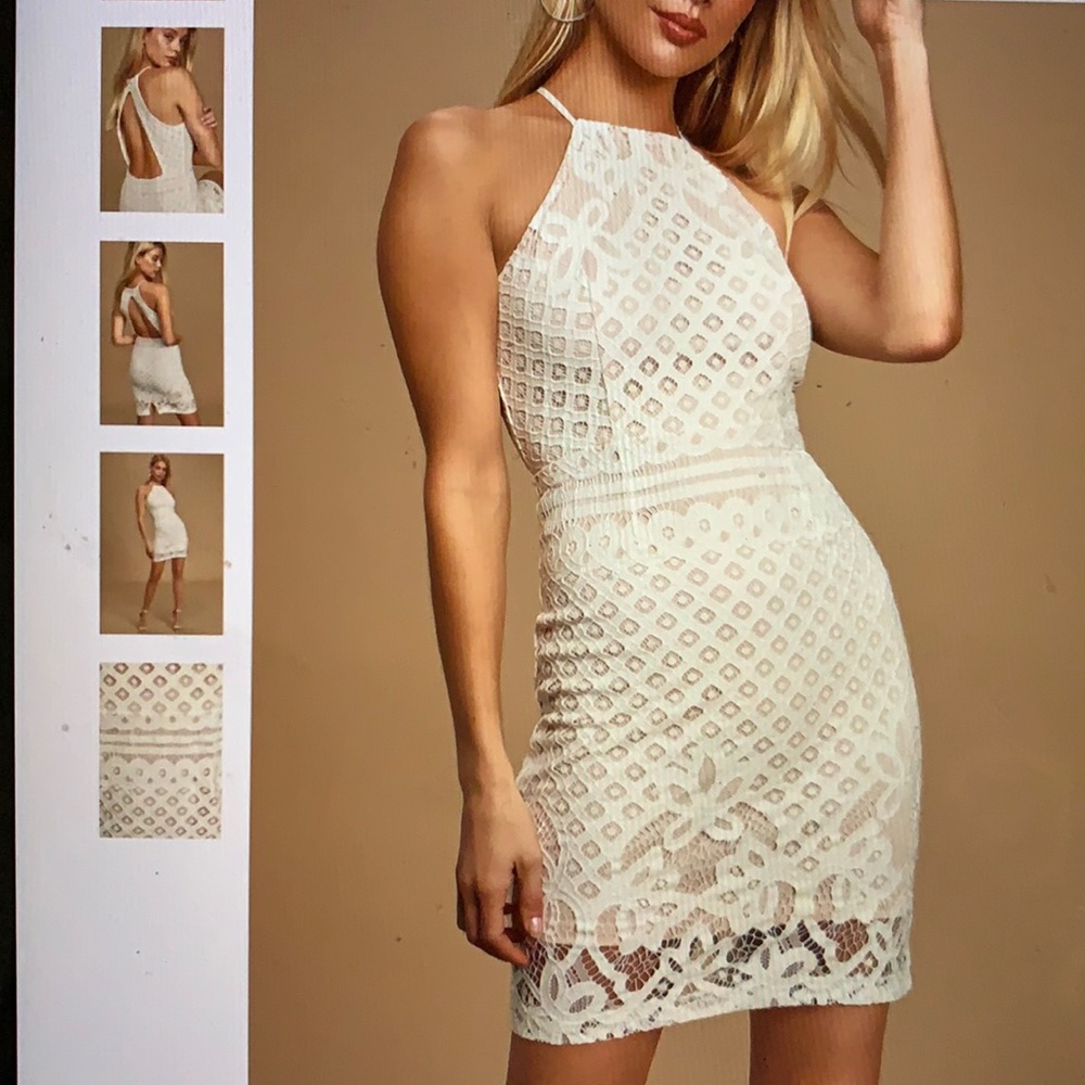 Like New✨Lulu’s Steal a Kiss White Lace Dress